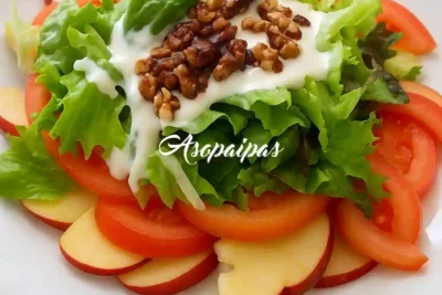 Ensalada de manzana, nueces y salsa de yogur (Waldorf Salad)