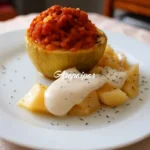 Calabacines Rellenos de arroz. Cocina Griega Tradicional
