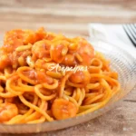 Espaguetis con Gambas y Piñones