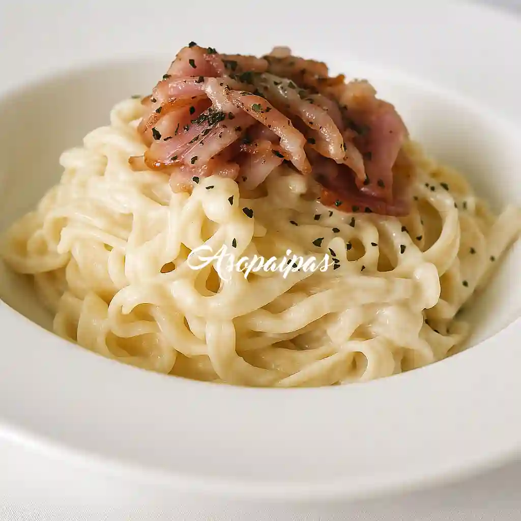 Tallarines con Salsa de Queso y Bacón