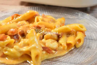 Pasta con Gambas y Salsa Alfredo